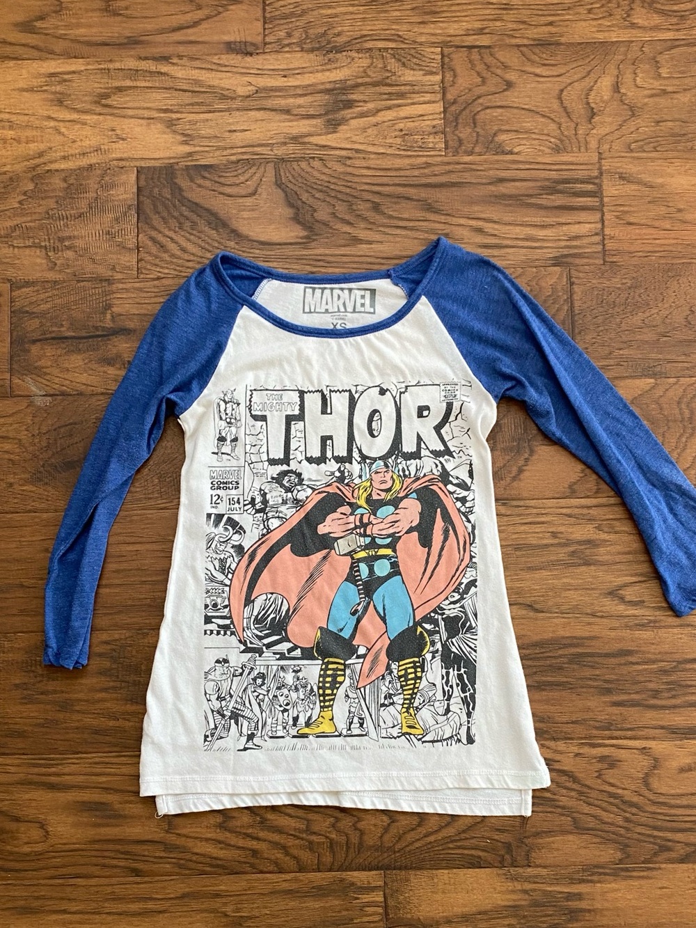 Marvel Thor Graphic Tee - White and Blue 3/4 sleeve